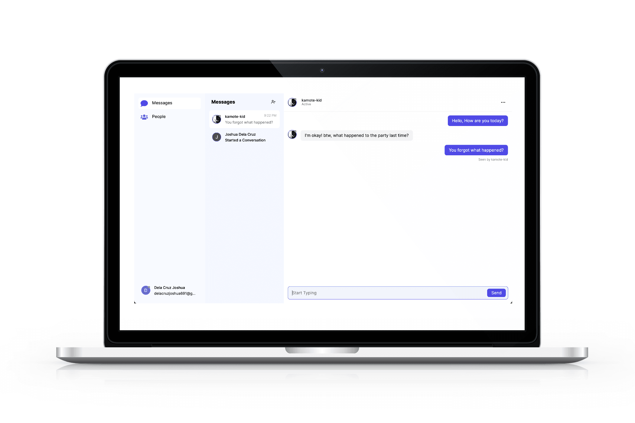 Chatio conversation interface with a message list and a live chat thread