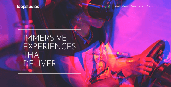 Loopstudios virtual reality studio landing page